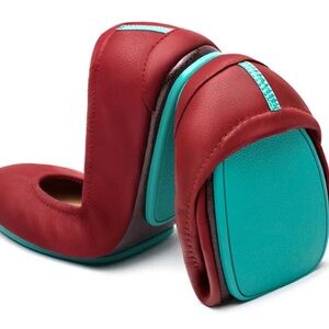 Tieks Cardinal Red Leather Flats Size 9